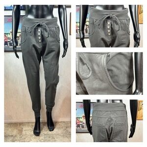 Ker-Bix-Ker Charcoal Jogger Pants | Button Lounge Sweatpants | Women’s Size